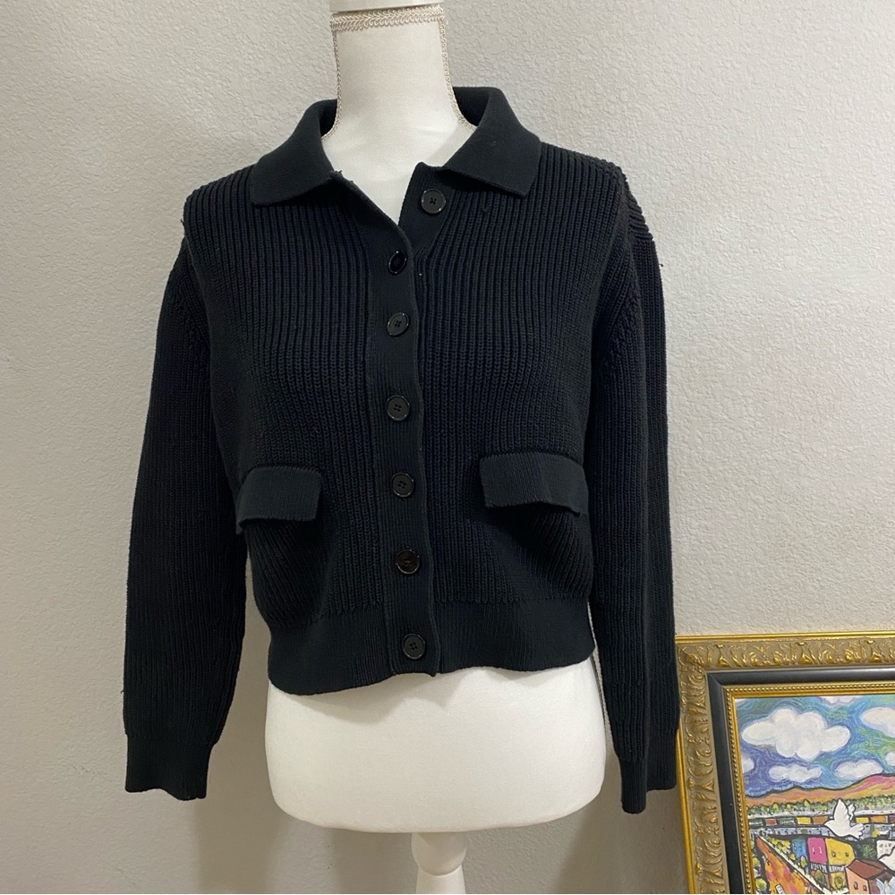 Club Monaco  Ribbed Button-Up Cardigan,‎ Size Small